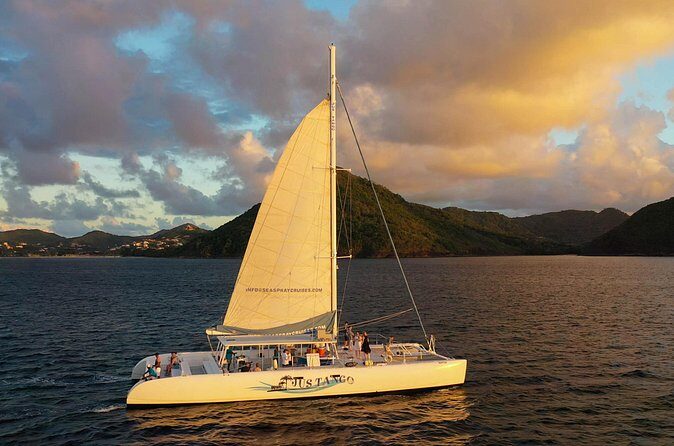 Champagne Sunset Sail in St. Lucia - The route: cruising the West Coast and passing Pigeon Island
