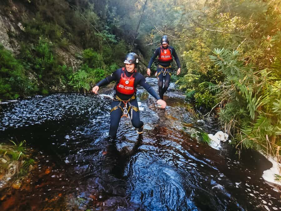 Plettenberg Bay: Canyoning Trip - The 55-meter zip-line finish: sweeping over the waterfall